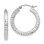 Charger l'image dans la galerie, Sterling Silver Diamond Cut Square Tube Round Hoop Earrings 25mm x 3mm