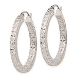 Afbeelding in Gallery-weergave laden, Sterling Silver Diamond Cut Square Tube Round Hoop Earrings 27mm x 3mm
