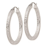 Afbeelding in Gallery-weergave laden, Sterling Silver Diamond Cut Square Tube Round Hoop Earrings 33mm x 3mm