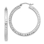 Afbeelding in Gallery-weergave laden, Sterling Silver Diamond Cut Square Tube Round Hoop Earrings 33mm x 3mm