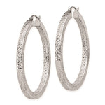 Kép betöltése a galériamegjelenítőbe: Sterling Silver Diamond Cut Square Tube Round Hoop Earrings 40mm x 3mm