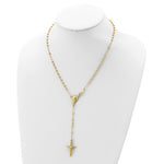 Lade das Bild in den Galerie-Viewer, Sterling Silver Gold Plated Crucifix Cross Blessed Virgin Mary Bead Rosary Necklace