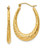 Afbeelding in Gallery-weergave laden, 14K Yellow Gold Shrimp Twisted Oval Hoop Earrings