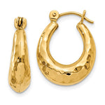Afbeelding in Gallery-weergave laden, 14K Yellow Gold Shrimp Hammered Hoop Earrings
