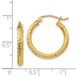 Afbeelding in Gallery-weergave laden, 14K Yellow Gold Diamond Cut Knife Edge Round Hoop Earrings 20mm x 2.5mm