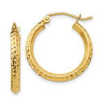 Afbeelding in Gallery-weergave laden, 14K Yellow Gold Diamond Cut Knife Edge Round Hoop Earrings 20mm x 2.5mm
