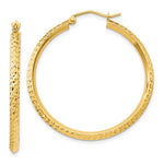 Afbeelding in Gallery-weergave laden, 14K Yellow Gold Diamond Cut Knife Edge Round Hoop Earrings 44mm x 2.5mm