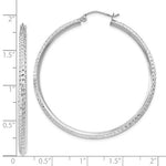 Afbeelding in Gallery-weergave laden, 14K White Gold Diamond Cut Knife Edge Round Hoop Earrings 44mm x 2.5mm