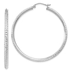 Afbeelding in Gallery-weergave laden, 14K White Gold Diamond Cut Knife Edge Round Hoop Earrings 44mm x 2.5mm