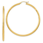 Afbeelding in Gallery-weergave laden, 14K Yellow Gold Diamond Cut Knife Edge Round Hoop Earrings 57mm x 2.5mm