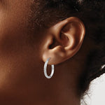 Afbeelding in Gallery-weergave laden, 14K White Gold Diamond Cut Knife Edge Round Hoop Earrings 20mm x 2.5mm