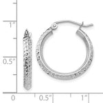 Afbeelding in Gallery-weergave laden, 14K White Gold Diamond Cut Knife Edge Round Hoop Earrings 20mm x 2.5mm
