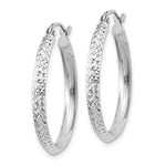 Afbeelding in Gallery-weergave laden, 14K White Gold Diamond Cut Knife Edge Round Hoop Earrings 25mm x 2.5mm