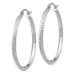 Afbeelding in Gallery-weergave laden, 14K White Gold Diamond Cut Knife Edge Round Hoop Earrings 35mm x 2.5mm