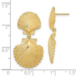 Load image into Gallery viewer, 14k Yellow Gold Double Seashell Clam Scallop Shell Dangle Earrings