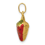 Lataa kuva Galleria-katseluun, 14k Yellow Gold Enamel Strawberry Puffy Pendant Charm