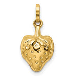 Lataa kuva Galleria-katseluun, 14k Yellow Gold Enamel Strawberry Puffy Pendant Charm
