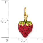 Lataa kuva Galleria-katseluun, 14k Yellow Gold Enamel Strawberry Puffy Pendant Charm