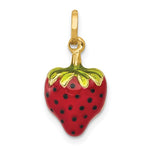 Lataa kuva Galleria-katseluun, 14k Yellow Gold Enamel Strawberry Puffy Pendant Charm