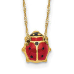 Charger l'image dans la galerie, 14k Yellow Gold Enamel Red Ladybug Pendant Charm Necklace