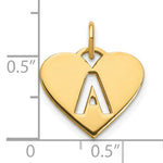 Załaduj obraz do przeglądarki galerii, 14k Yellow Gold Letter A Initial Alphabet Cut Out Heart Pendant Charm