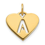 Załaduj obraz do przeglądarki galerii, 14k Yellow Gold Letter A Initial Alphabet Cut Out Heart Pendant Charm
