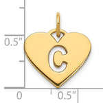 Załaduj obraz do przeglądarki galerii, 14k Yellow Gold Letter C Initial Alphabet Cut Out Heart Pendant Charm