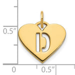 Carica l'immagine nel visualizzatore di Gallery, 14k Yellow Gold Letter D Initial Alphabet Cut Out Heart Pendant Charm