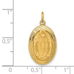 Indlæs billede til gallerivisning 14k Yellow Gold Blessed Virgin Mary Miraculous Medal Oval Pendant Charm