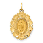 Carregar imagem no visualizador da galeria, 14k Yellow Gold Blessed Virgin Mary Miraculous Medal Oval Scalloped Edge Pendant Charm
