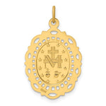 Load image into Gallery viewer, 14k Yellow Gold Blessed Virgin Mary Miraculous Medal Oval Intricate Border Pendant Charm