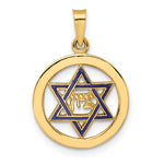 Carica l'immagine nel visualizzatore di Gallery, 14k Yellow Gold Enamel Star of David Round Circle Frame Pendant Charm