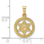 Carregar imagem no visualizador da galeria, 14k Yellow Gold Star of David Textured Round Circle Pendant Charm