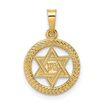Carregar imagem no visualizador da galeria, 14k Yellow Gold Star of David Textured Round Circle Pendant Charm