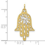 Load image into Gallery viewer, 14K Yellow White Gold Two Tone Hamsa Chamseh Hand of God Chai Symbol Pendant Charm