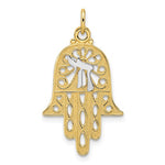 Load image into Gallery viewer, 14K Yellow White Gold Two Tone Hamsa Chamseh Hand of God Chai Symbol Pendant Charm