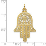 Cargar imagen en el visor de la galería, 14K Yellow Gold Hamsa Chamseh Hand of God Filigree Pendant Charm