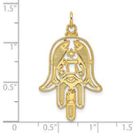 Kép betöltése a galériamegjelenítőbe: 14K Yellow Gold Hamsa Chamseh Hand of God Star of David Chai Pendant Charm