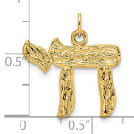 Load image into Gallery viewer, 14K Yellow Gold Chai Symbol Textured Pendant Charm