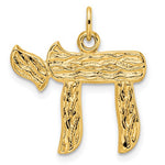 Load image into Gallery viewer, 14K Yellow Gold Chai Symbol Textured Pendant Charm