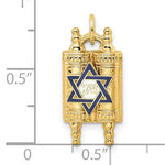 Load image into Gallery viewer, 14K Yellow Gold with Enamel Star of David Torah Pendant Charm