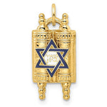 Load image into Gallery viewer, 14K Yellow Gold with Enamel Star of David Torah Pendant Charm