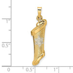 Load image into Gallery viewer, 14K Yellow White Gold Two Tone Torah with Star of David Pendant Charm