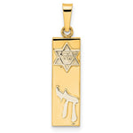 Ladda upp bild till gallerivisning, 14k Gold Two Tone Mezuzah Star of David Chai Pendant Charm