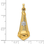 이미지를 갤러리 뷰어에 로드 , 14k Yellow White Gold Two Tone Mezuzah Scroll Star of David Pendant Charm