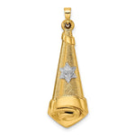 이미지를 갤러리 뷰어에 로드 , 14k Yellow White Gold Two Tone Mezuzah Scroll Star of David Pendant Charm