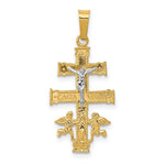 Загрузить изображение в средство просмотра галереи, 14k Yellow White Gold Two Tone Caravaca Crucifix Cross Pendant Charm