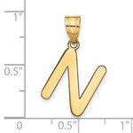 Afbeelding in Gallery-weergave laden, 14K Yellow Gold Uppercase Initial Letter N Block Alphabet Pendant Charm