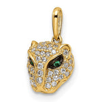 Загрузить изображение в средство просмотра галереи, 14K Yellow Gold Cubic Zirconia CZ Panther Head Small Pendant Charm