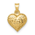 Afbeelding in Gallery-weergave laden, 14K Yellow Gold Diamond Cut Puffy Heart 3D Small Pendant Charm